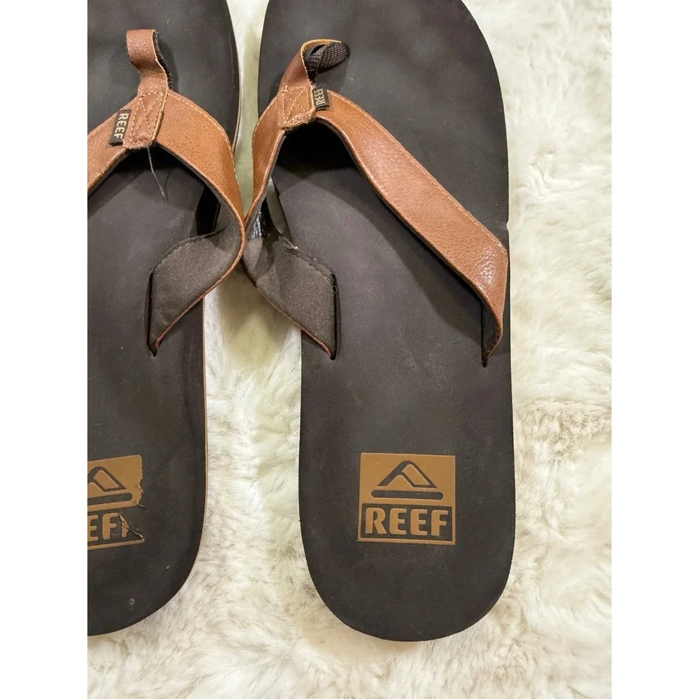 Reef Twinpin Flip Flops 12 Brown Men Surf Beach Sandals Thong Coastal Beach